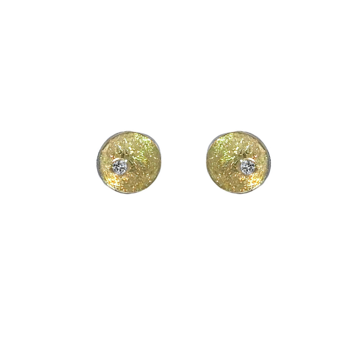 Pendientes de plata, oro y brillante