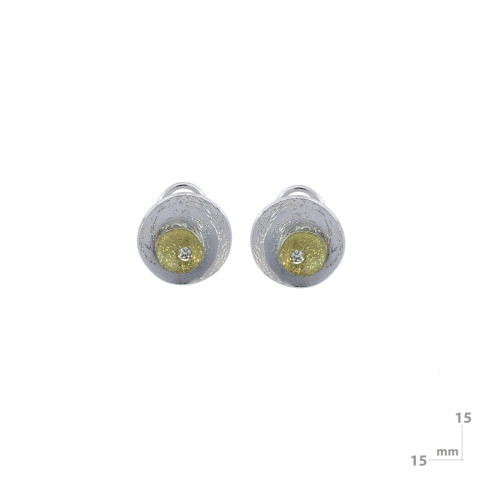 Pendientes de plata, oro y brillante