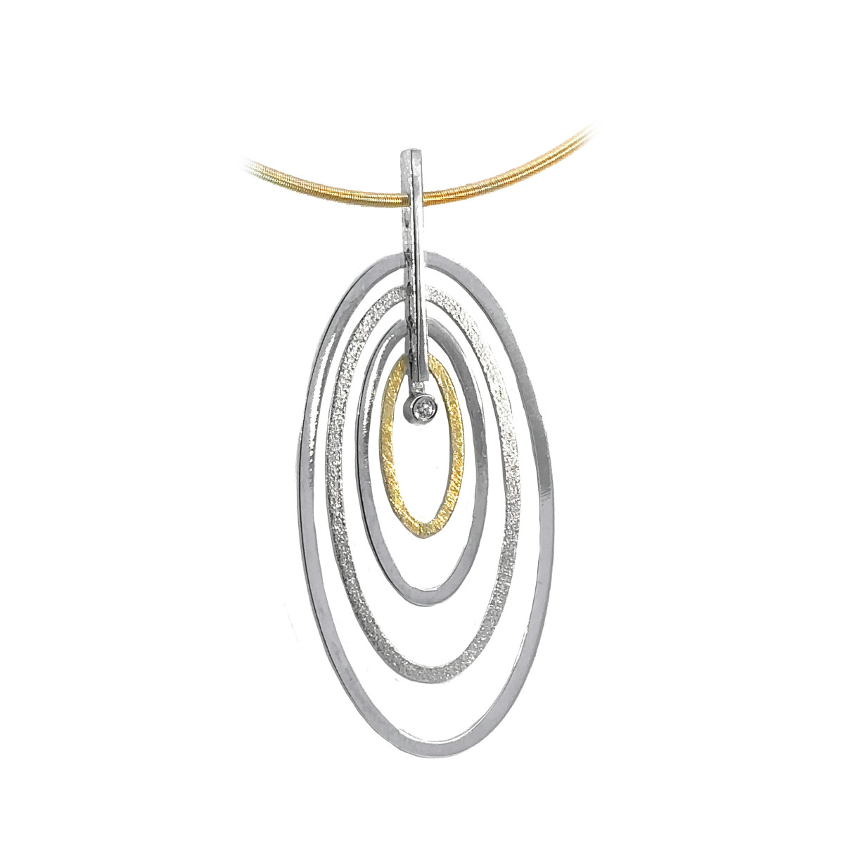 Colgante de plata, oro y DIAMANT  LAB