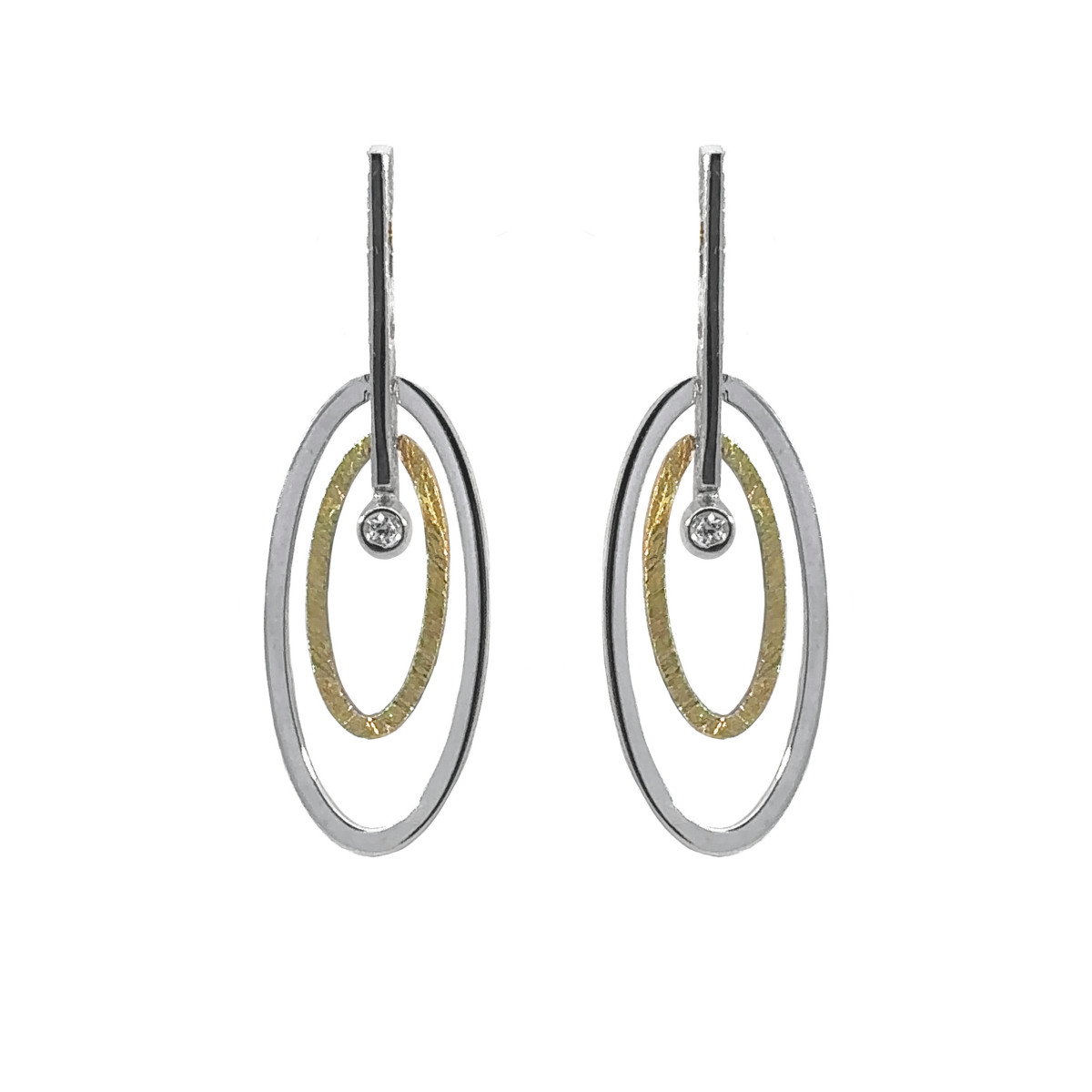 Pendientes de plata, oro y DIAMANT  LAB