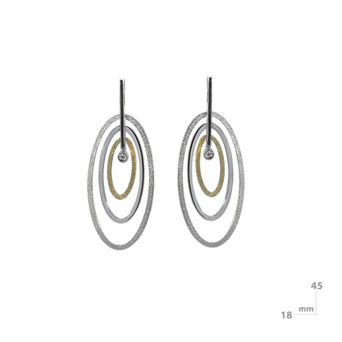 Pendientes de plata, oro y brillante