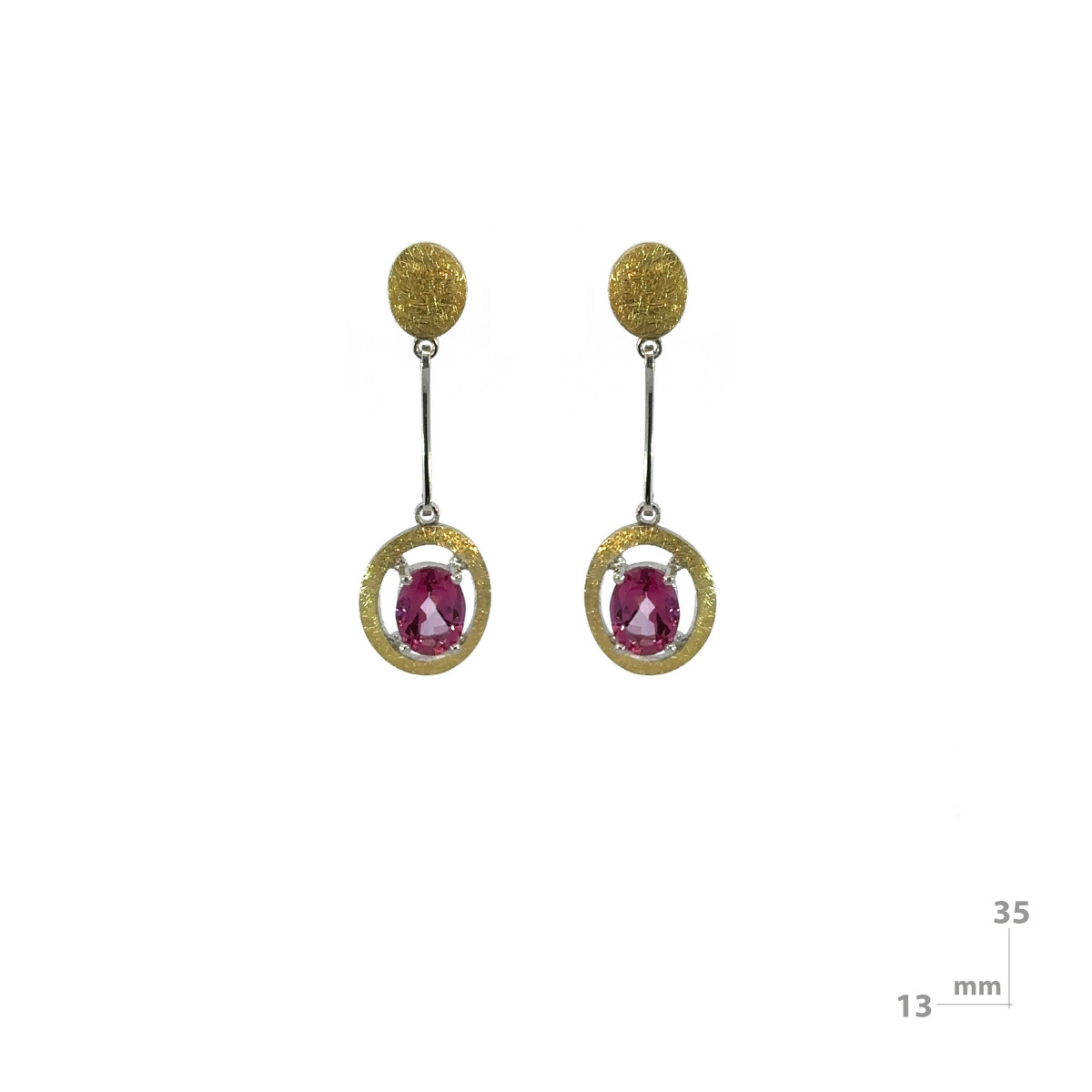 Pendientes de plata, oro y topacio