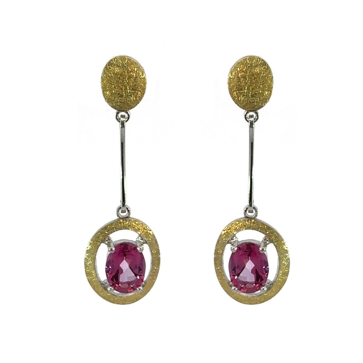 Pendientes de plata, oro y topacio